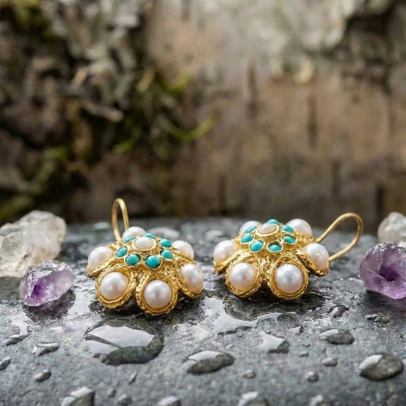 Vintage Pearl Turquoise Earrings