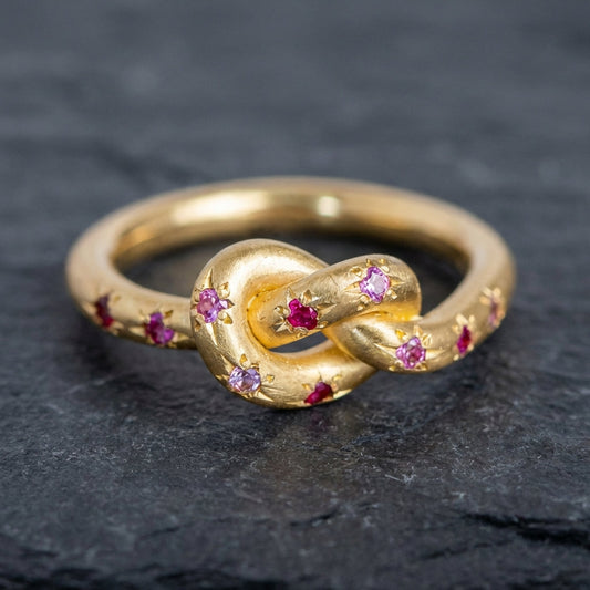 Vintage Pink Knotted Celestial Gold Ring