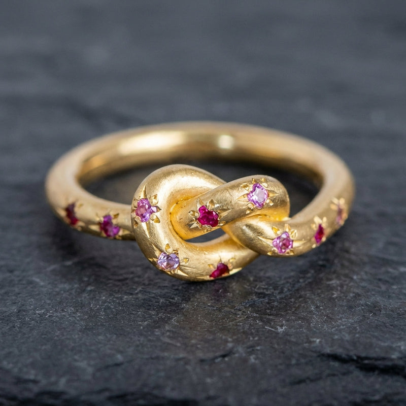 Vintage Pink Knotted Celestial Gold Ring