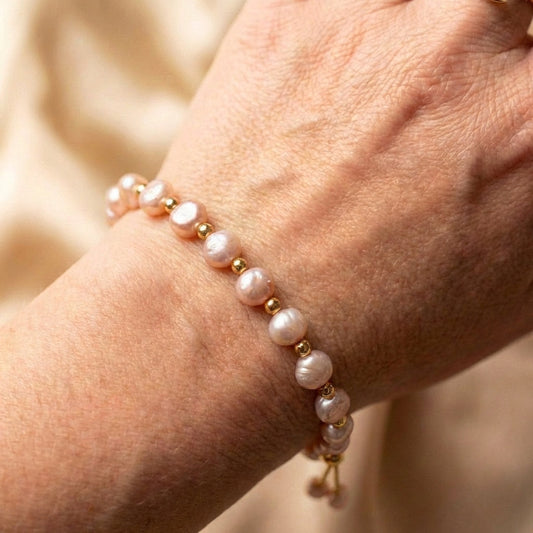 Pink Pearl Charm Wrist Bracelet