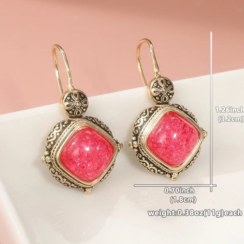 Vintage Pink Stone Earrings