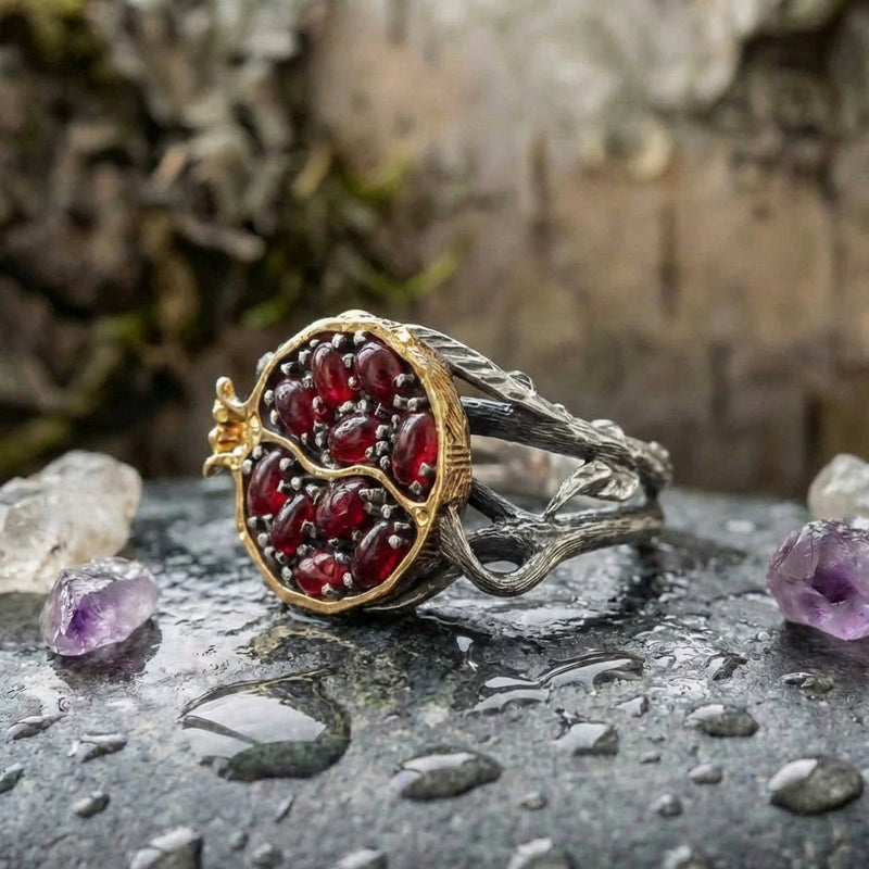 Vintage Pomegranate Garnet Ring