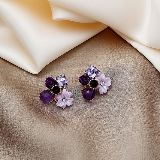 Vintage Purple Flower Earrings