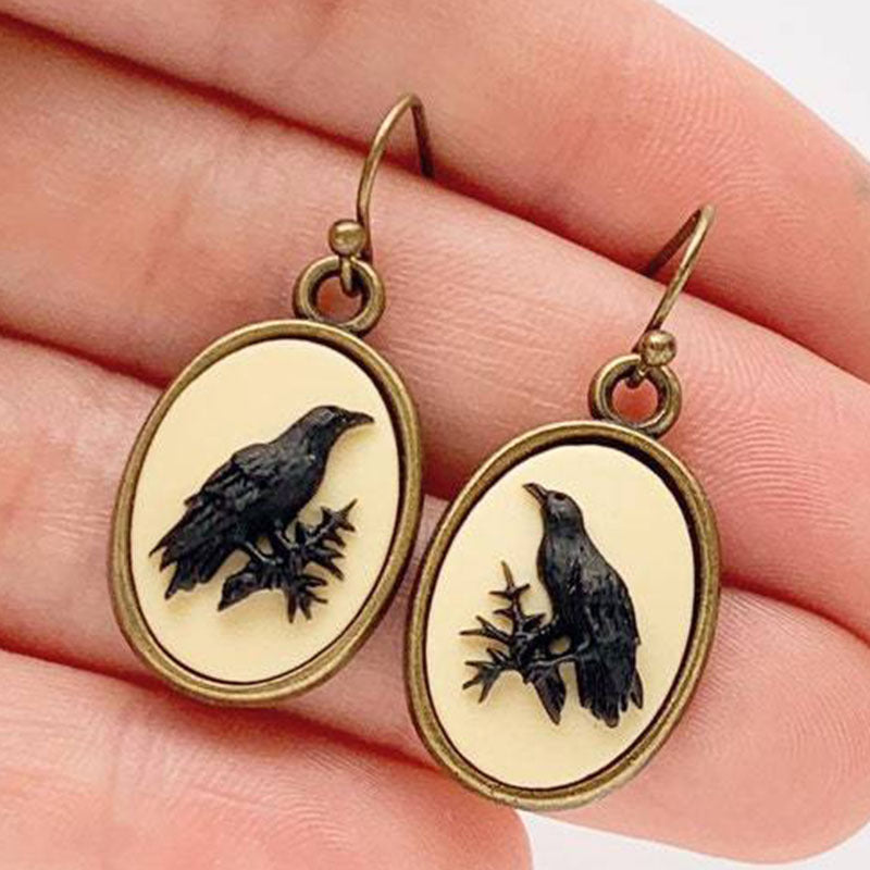 Vintage Raven Earrings