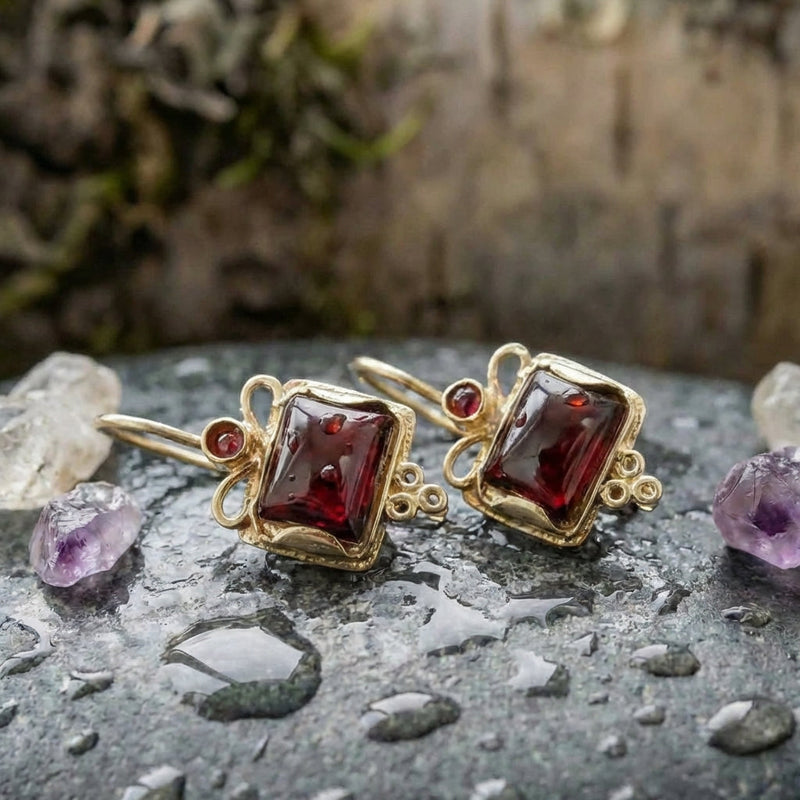 Vintage Red Crystal Earrings