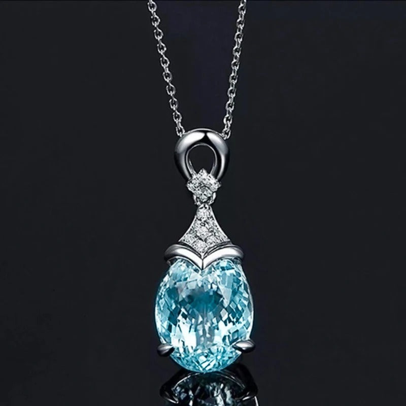 Vintage Silver Aqua Crystal