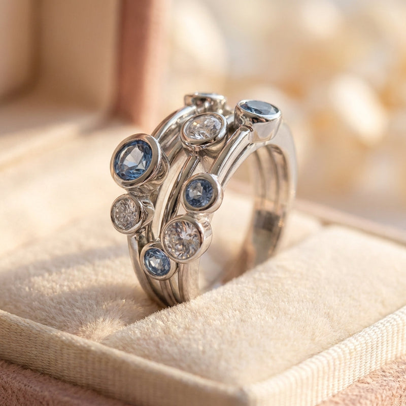 Vintage Silver & Blue Zirconia Ring