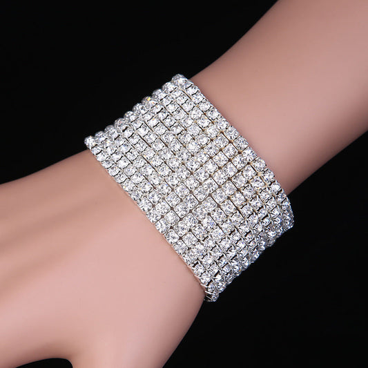 Vintage Silver Crystal Wide Cuff