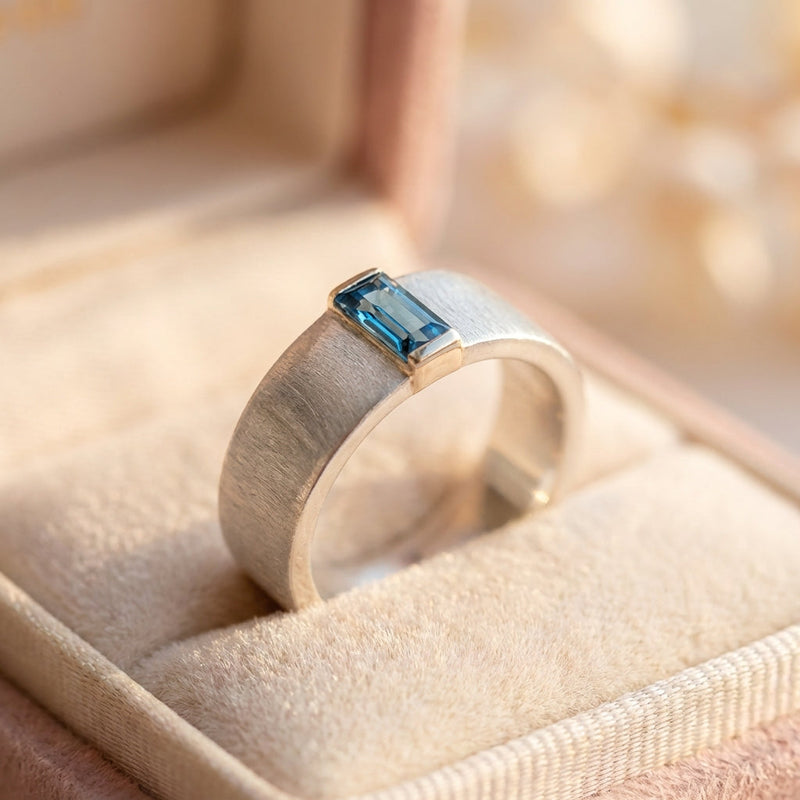 Vintage Sky Glass Silver Ring