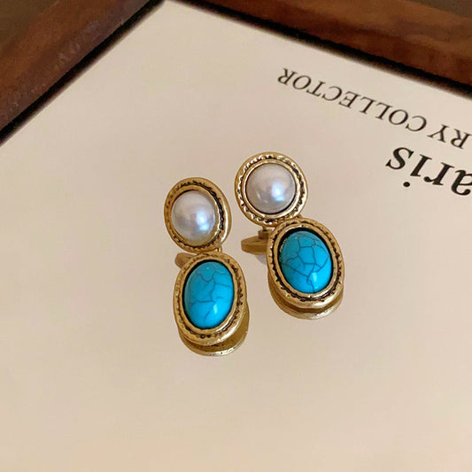 Vintage Turquoise Pearl Earrings