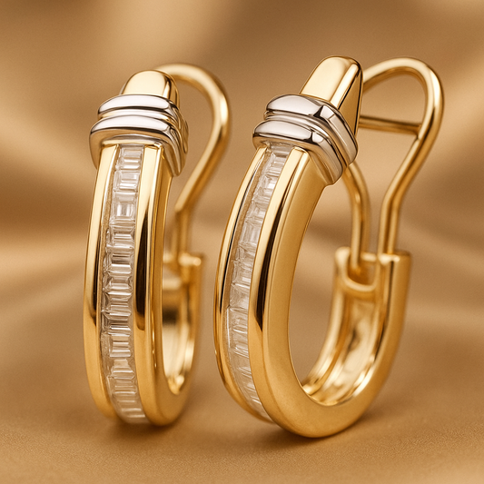 Classic Gold Earrings With Diamonds