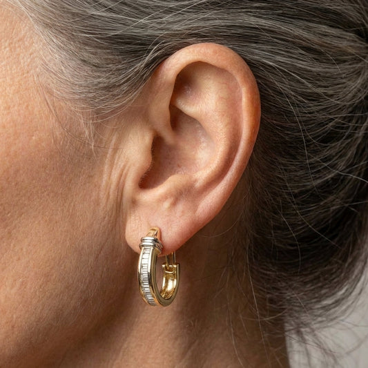 A Gold and Diamond Earring Set