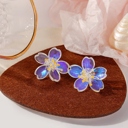 Violet Flower Earrings