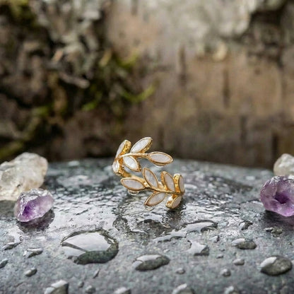 White Petal Adjustable Ring