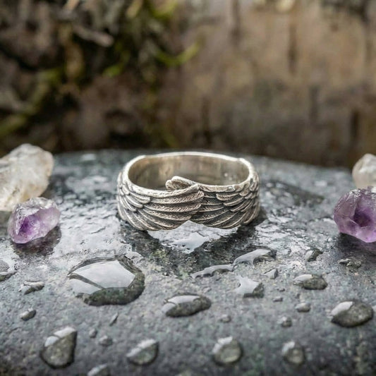 Winged Faith Silver Adjustable Ring