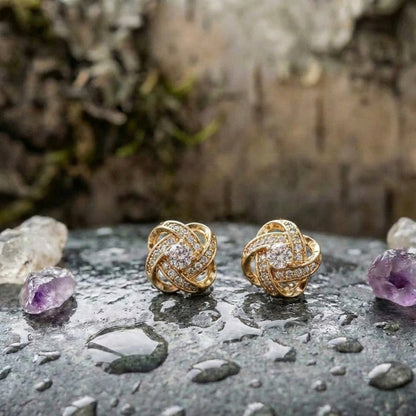 Zirconia Sphere Earrings In Gold