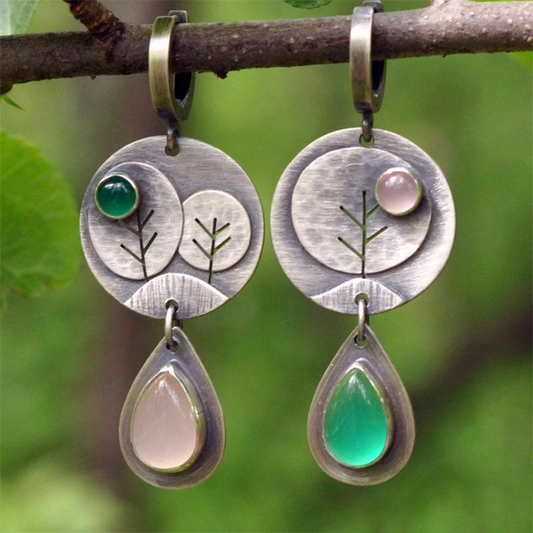 Colored Stone Drop Earrings
