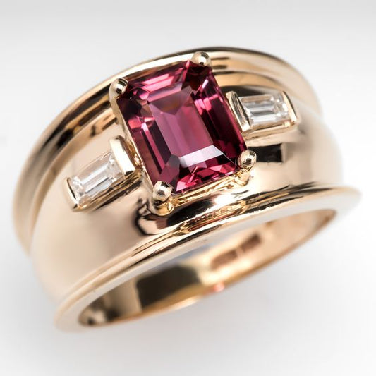 Red Glass Gold Ring