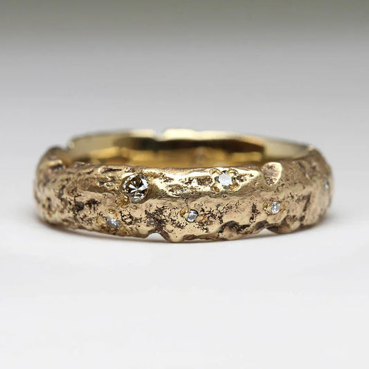 Golden Zirconia Forged Ring