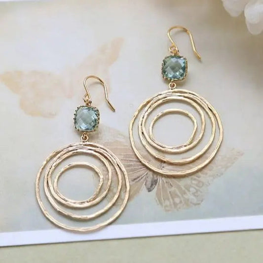 Vintage Gold And Zirconium Spiral Design Earrings
