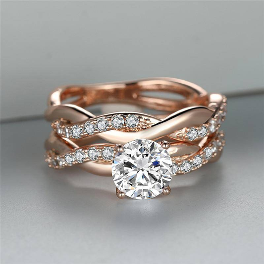 Layered Rose Zirconia Ring