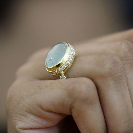 Inlaid Round Moonstone Ring
