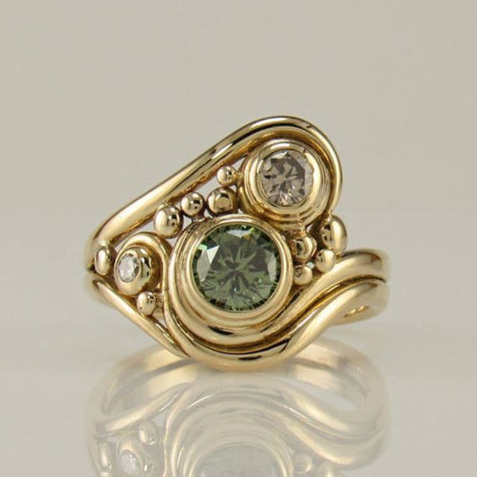Golden Green Zirconia Ring