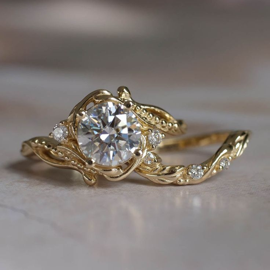 Zirconia Gold Branch Ring