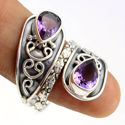 Purple Crystal Spiral Ring