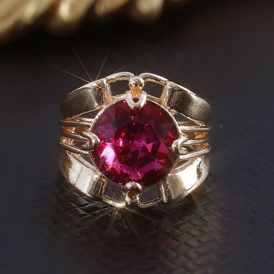 Inlaid Red Glass Ring