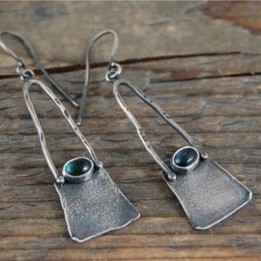 Green Dark Stone Earrings