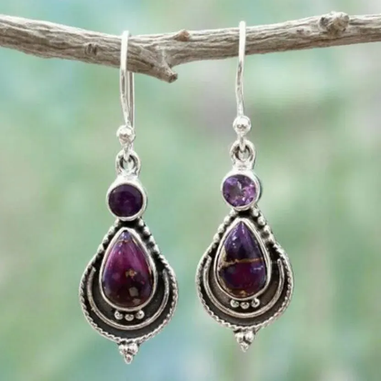 Dangling Purple Stones Earrings