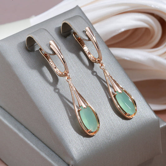 Green Crystal Drop Earrings