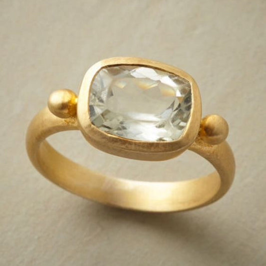 White Glass Gold Ring