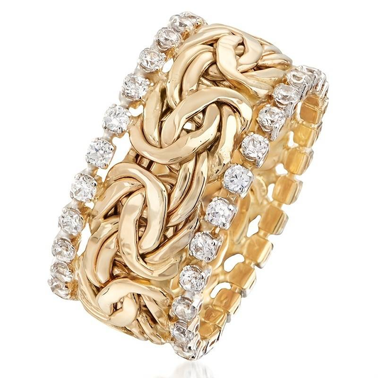 Gold Braided Zirconia Ring