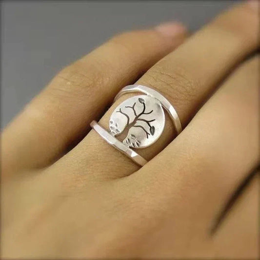Tree Of Life Adjustable Silver Ring