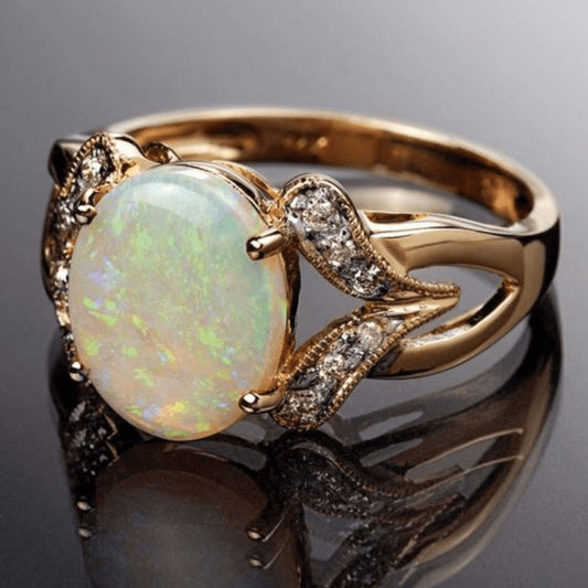 Golden Zirconia Opal Ring
