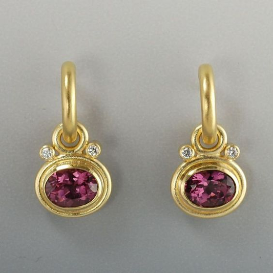 Garnet Zirconia Golden Earrings
