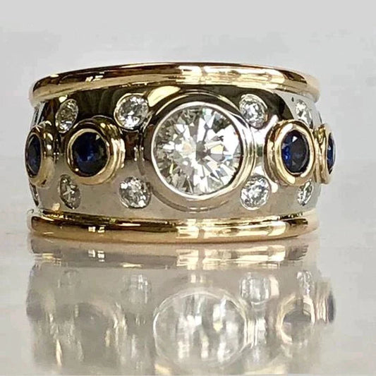 Golden Inlaid Zirconia Ring