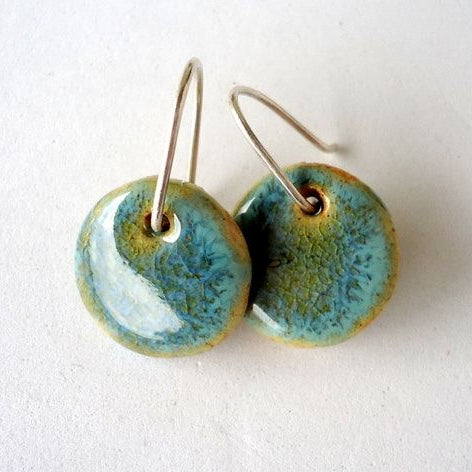 Vintage Ceramic And Silver Earrings