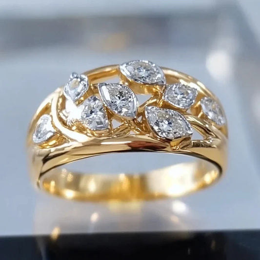 Leaf Zirconia Golden Ring