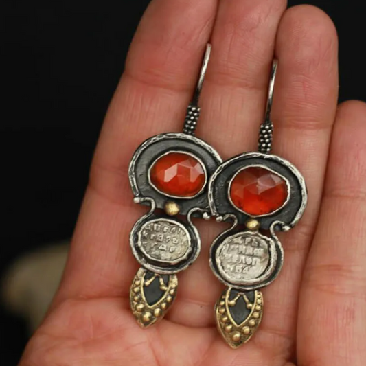 Red Etnic Crystal Earrings