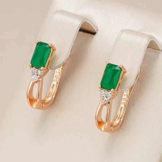 Earrings in Green Crystal With Zirconia in Gold