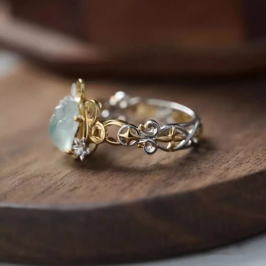 Ring in Gold and Silver With Moon Crystals
