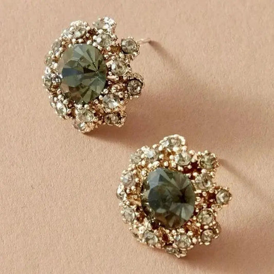 Bright Green Round Vintage Earrings