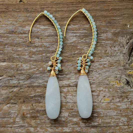 Dangling White Stone Earrings