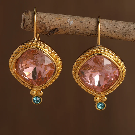 Red Zirconia Golden Earrings