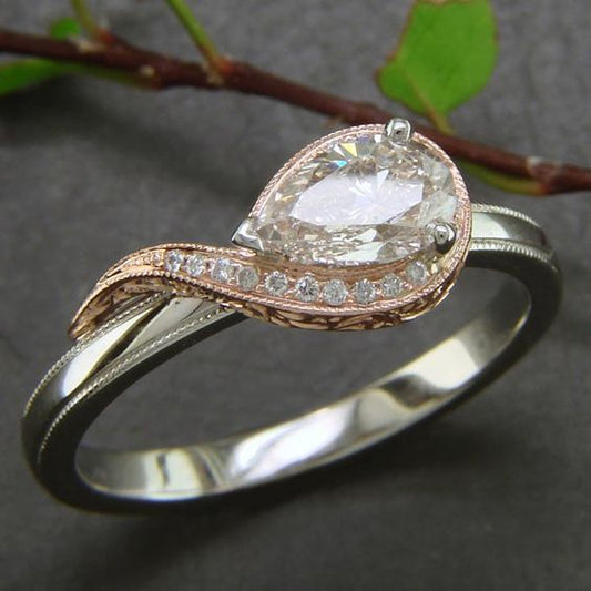 Drop Crystal Silver Ring