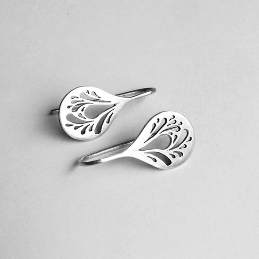 Hollow Silver Drop Earrings