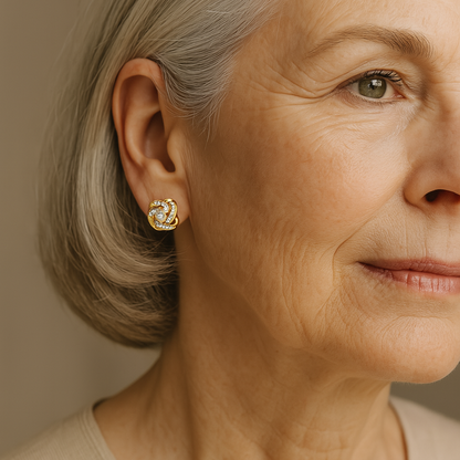 Spiral Flower Cross Earrings